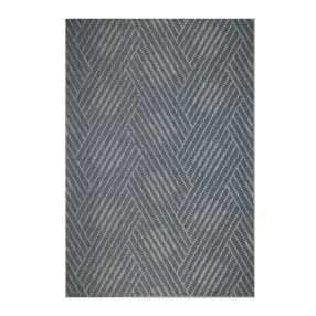 stain resistant indoor outdoor area rug in grey with rectangular design and symmetrical pattern