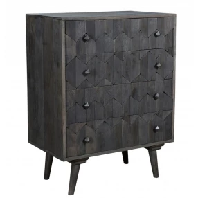 Gray solid wood four drawer dresser in minimalist style