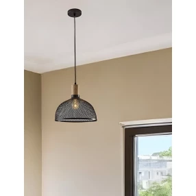 Caged Black Metal Large Ceiling Pendant