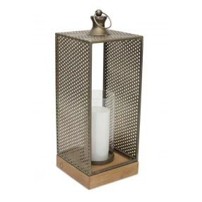 20" Brown Flameless Floor Hurricane Candle Holder