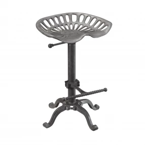 23" Gray Iron Backless Adjustable Height Bar Chair