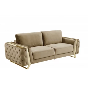 90" Beige Sofa With Silver Legs