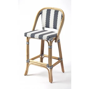 28" Blue And Natural Bar Chair