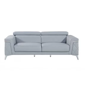 89" Gray And Silver Italian Leather Sofa