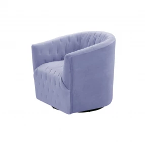 31" Lilac And Black Velvet Tufted Swivel Barrel Chair