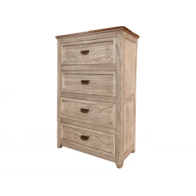 37" Cream Solid Wood Four Drawer Chest