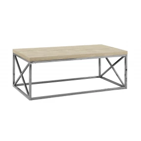 22" Natural And Silver Iron Coffee Table