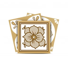 6" X 6" Vintage Brown And White Peel And Stick Removable Tiles