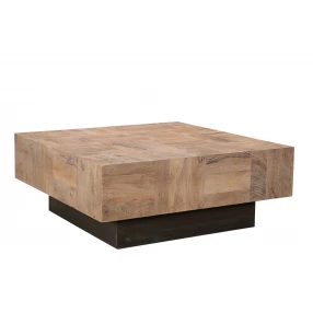 40" Brown And Black Solid Wood Square Coffee Table