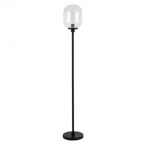 69" Black Novelty Floor Lamp With Clear Seeded Glass Globe Shade
