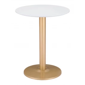 24" Gold And White Round End Table
