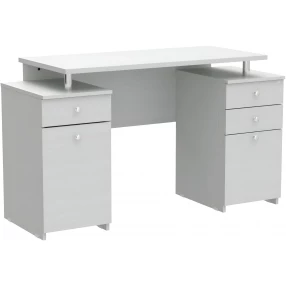 51" White Computer Desk With Five Drawers