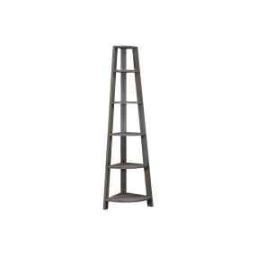 71" Taupe Wood Corner Bookcase