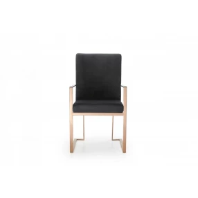 Black Rosegold Velvet Dining Chair