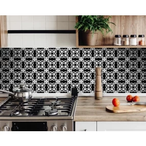 6" X 6" Black and White Stark Peel and Stick Removable Tiles
