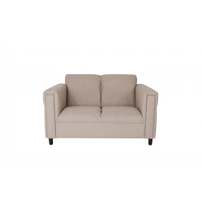54" Deep Taupe And Black Polyester Blend Loveseat