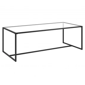 47" Black Glass And Steel Coffee Table
