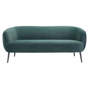 70" Green And Black Polyester Sofa
