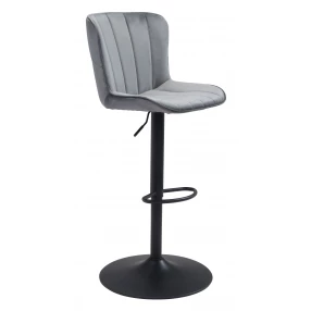 Adjustable Height Gray And Black Steel Swivel Low Back Counter Height Bar Chair