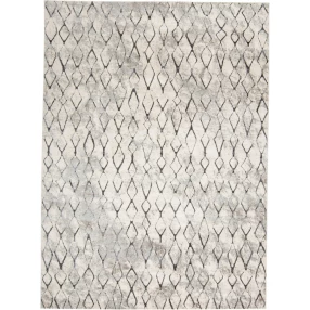 taupe abstract stain resistant area rug with grey rectangle pattern and symmetry