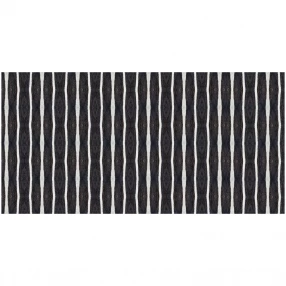 2' X 4' Black And White Modern Stripe Printed Vinyl Area Rug with UV Protection