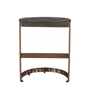 26" Gray And Copper Iron Backless Counter Height Bar Chair