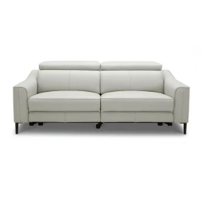 74" Gray And Black Leather Reclining Sofa