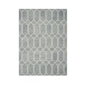 hand tufted geometric indoor area rug with rectangle pattern and symmetry