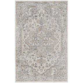 oriental power loom washable area rug in brown and beige with artistic pattern