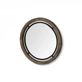 Wood black metal frame wall mirror for home decor