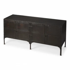 62" Black Iron Sideboard Console Cabinet