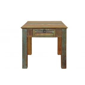 24" Brown Solid Wood Square End Table With Drawer