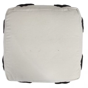White cotton ottoman with beige fashion accessory styling
