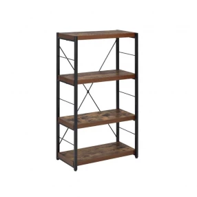 black metal wood tier etagere bookcase with shelves and hardwood frame