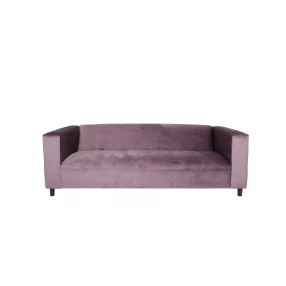 72" Lavender Velvet Sofa With Black Legs