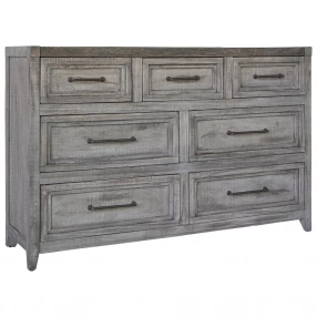 62" Brown Solid Wood Seven Drawer Double Dresser