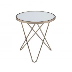 22" Brass And Clear Glass Round End Table