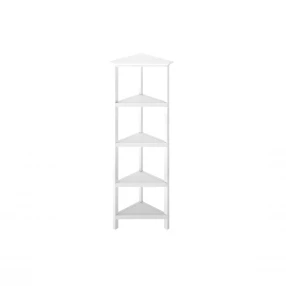 60" White Solid Wood Corner Bookcase