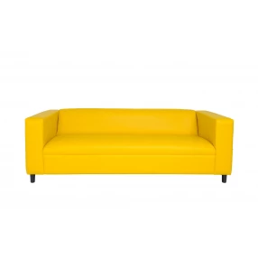 84" Yellow Faux Leather Sofa With Black Legs