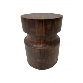 16" Brown Solid Wood Round End Table