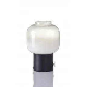 mod pod black glass table lamp with sleek design and cylindrical glass base