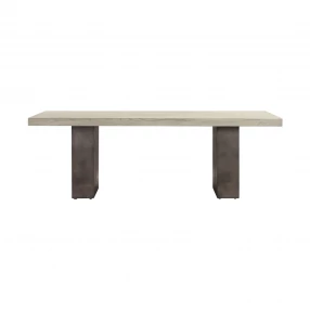 24" Gray And Brown Concrete And Solid Wood Coffee Table