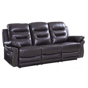 90" Brown And Black Faux Leather Sofa