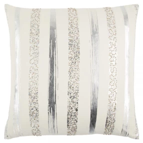 Gold glam stripe beaded throw pillow with elegant pattern and fashion accessory accents