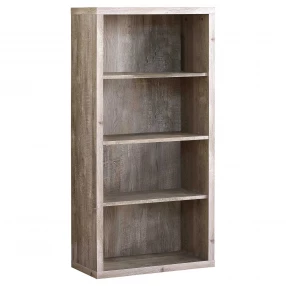 taupe wood bookcase with shelves and cabinetry for home or office storage