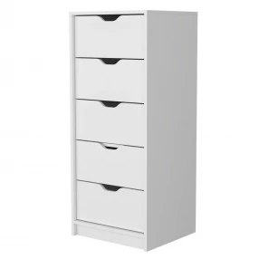 18" White Manufactured Wood Five Drawer Narrow Dresser