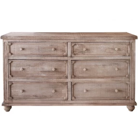 70" Natural Solid Wood Six Drawer Double Dresser