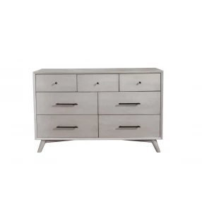 59" Gray Solid Wood Seven Drawer Double Dresser