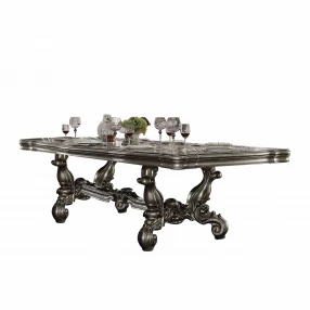 46" Platinum Solid Wood Trestle Base Dining Table