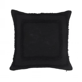 20" X 20" Black 100% Cotton Geometric Zippered Pillow